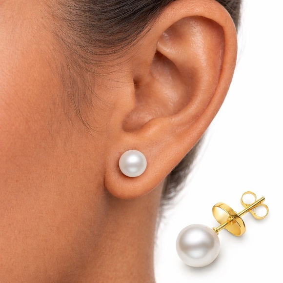 Jewelry - 14K Solid Gold Freshwater Cultured Pearl Earrings – FREE APPRAISAL- Gift for her